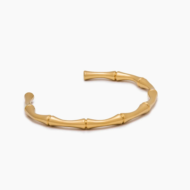 Pulseira Rígida Dourada de Bambu
