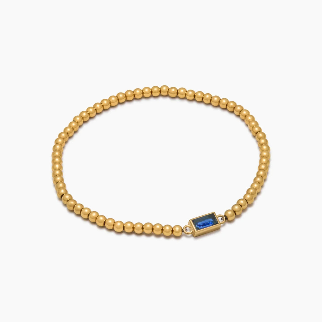 Pulseira de Contas Douradas com Pedra de Nascimento