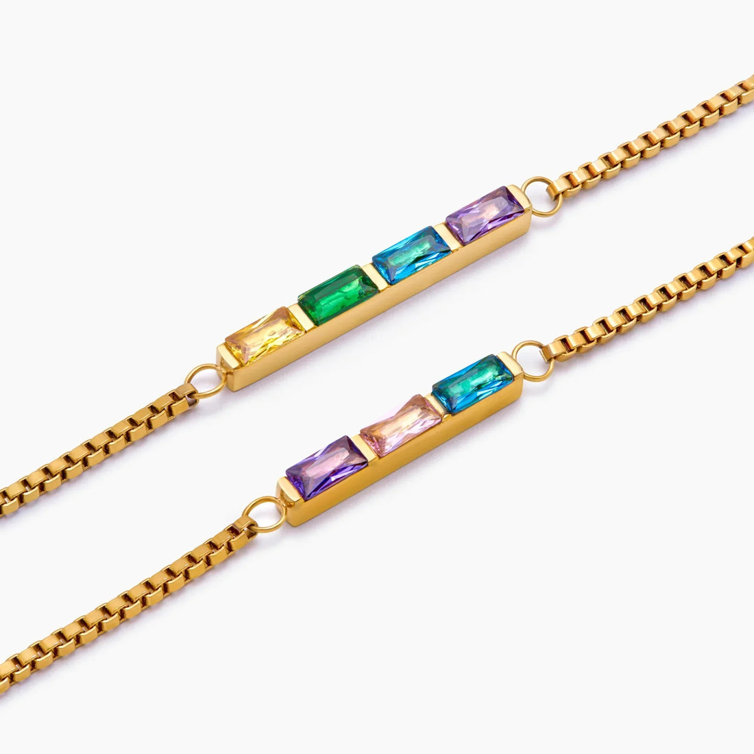 Pulseira Delicada de Pedras de Nascimento Baguette
