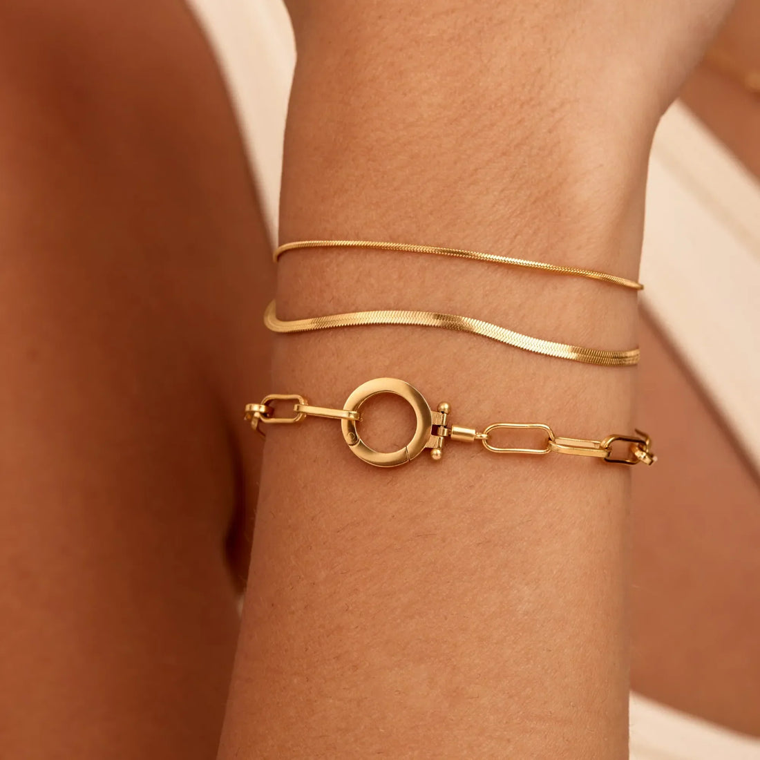 Pulseira Dupla de Corrente Snake em Camadas