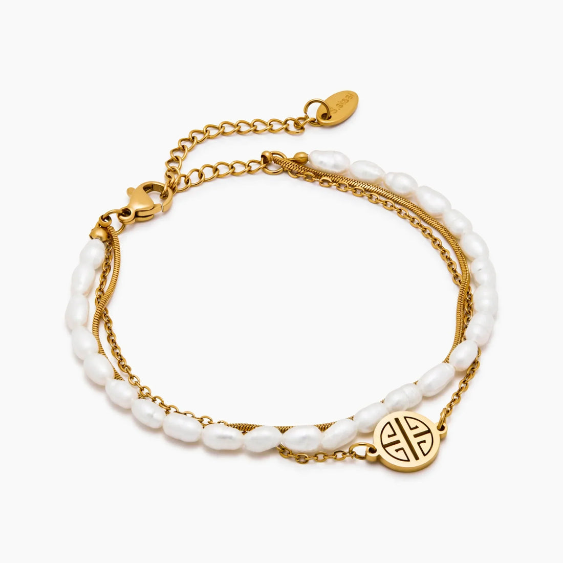 Pulseira Layered de Pérola e Dourado Sunshine
