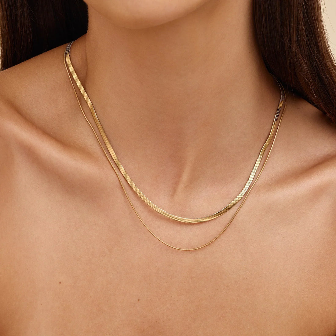 Colar Duplo em Corrente Snake Layering