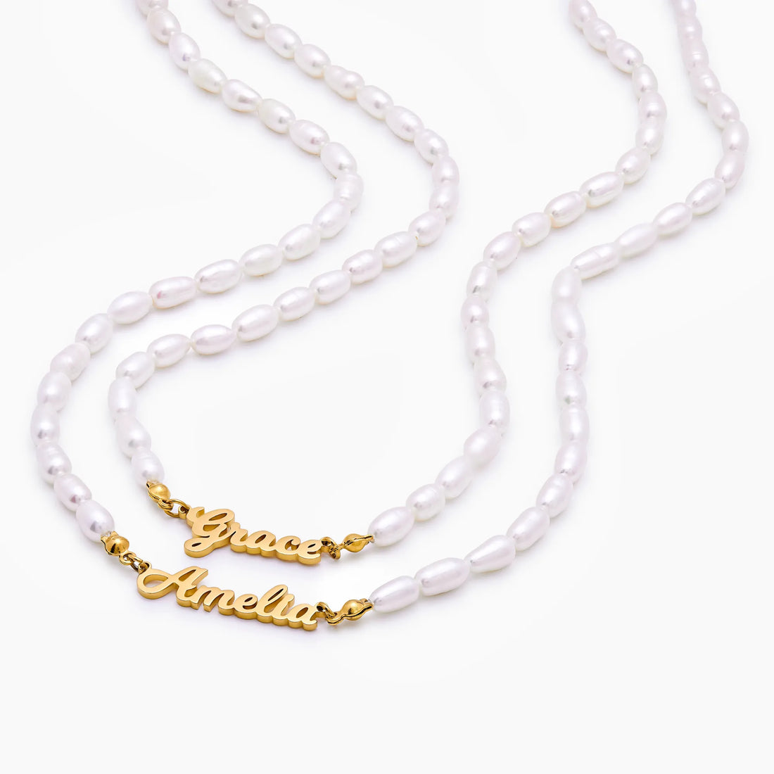 Colar de Nome com Pérolas Personalizado