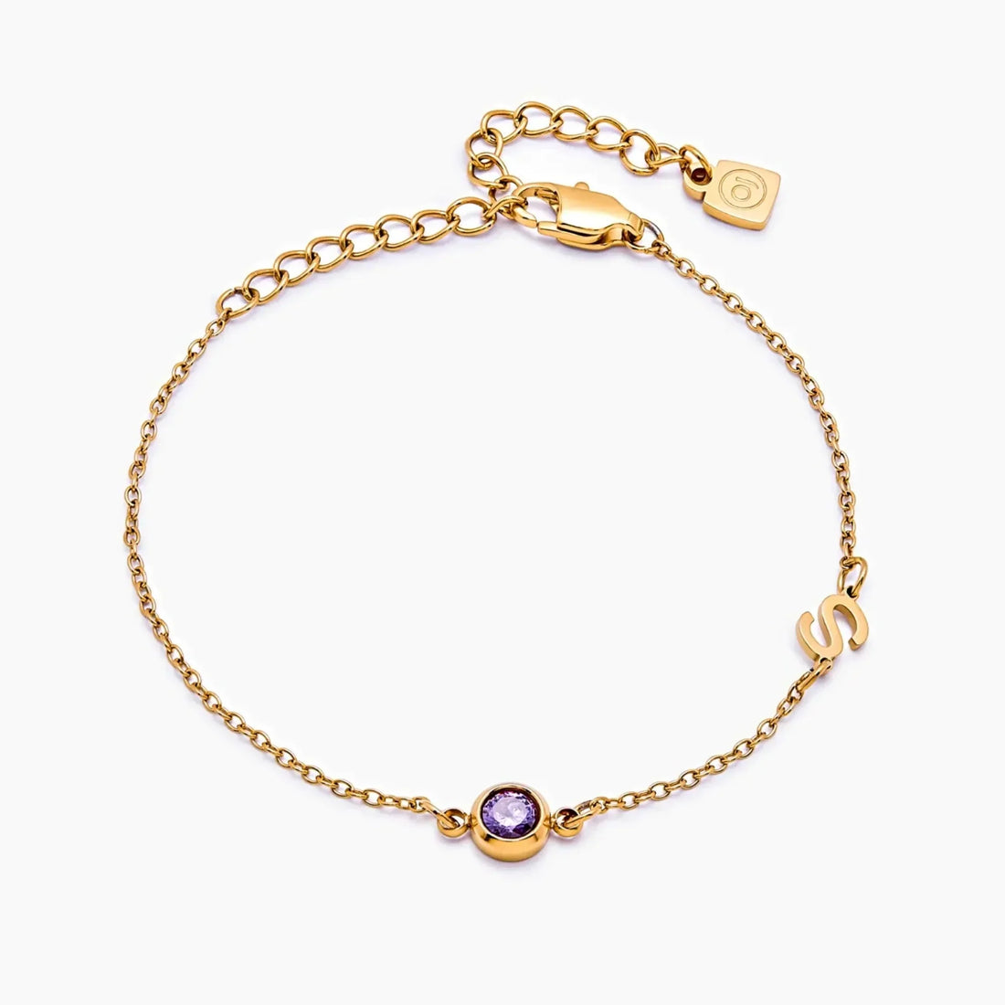 Pulseira com Inicial e Pedra de Nascimento