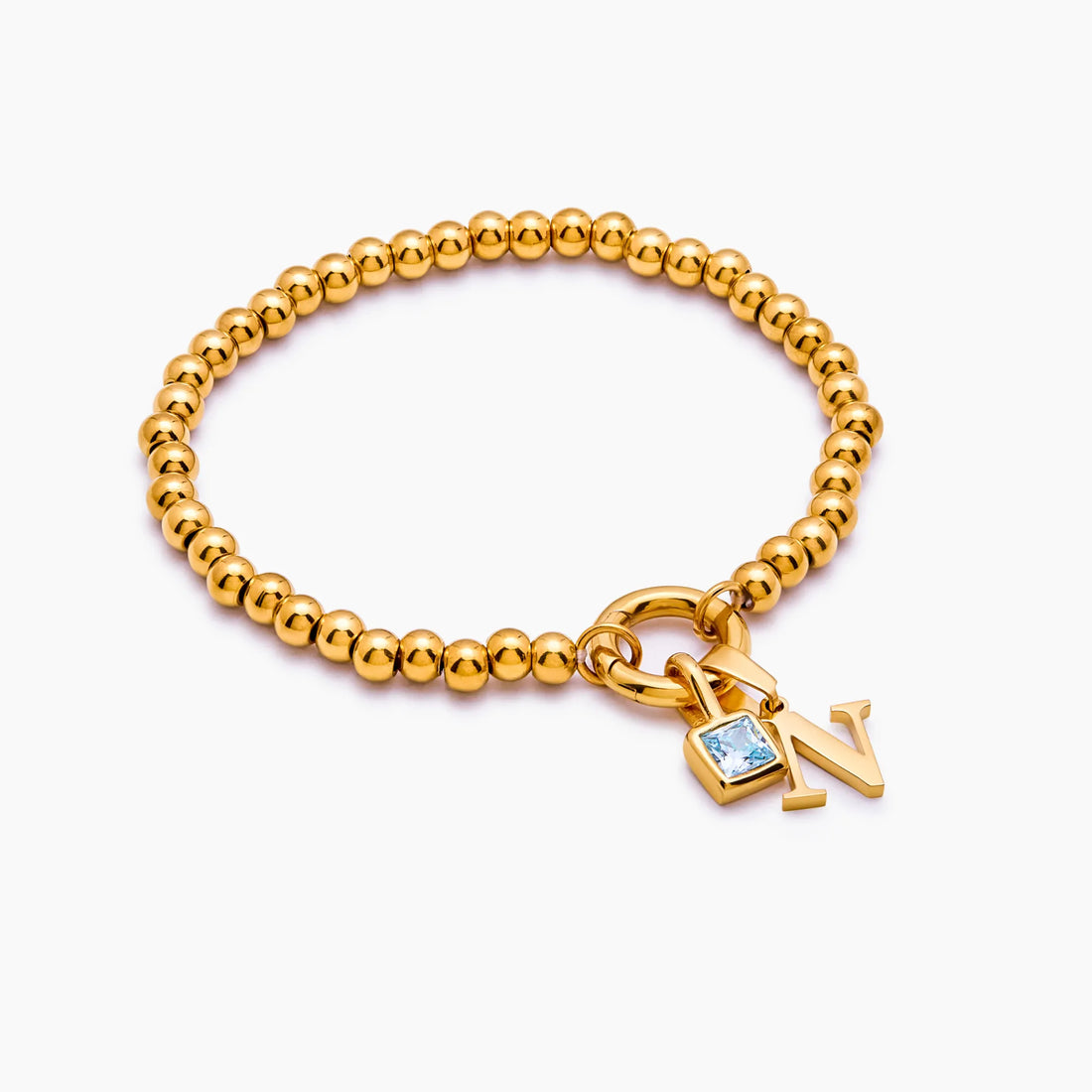 Pulseira de Inicial com Pedra de Nascimento