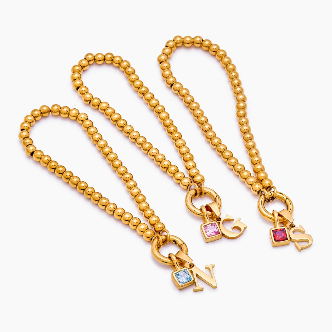 Pulseira de Inicial com Pedra de Nascimento