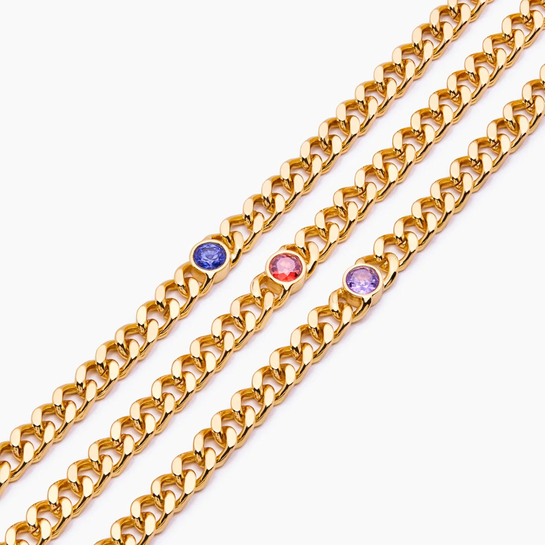 Pulseira de Corrente Curb com Pedra de Nascimento