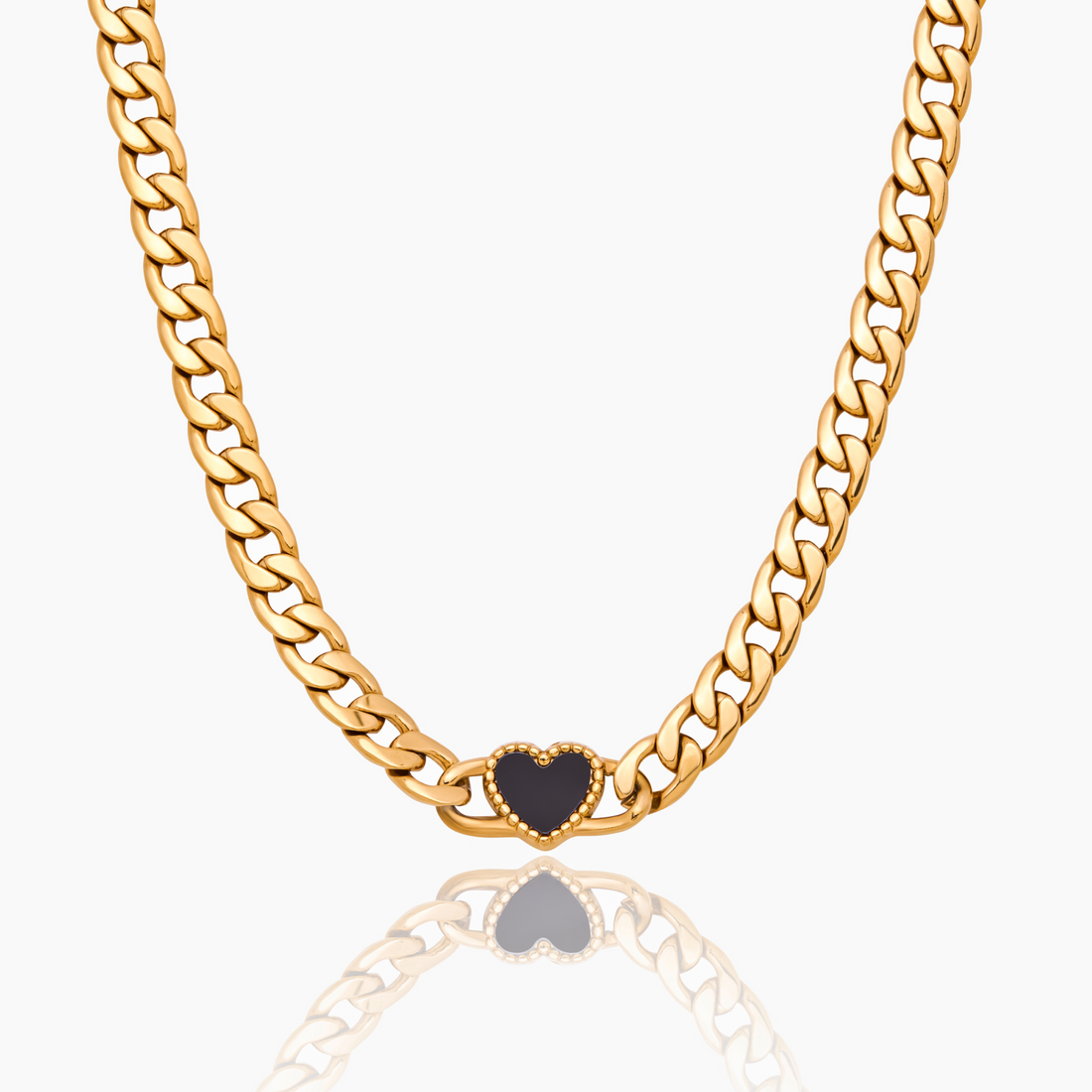 Colar de Corrente Cubana Ember Heart