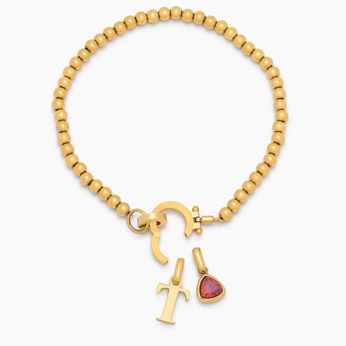 Pulseira de Berloque com Pedra de Nascimento e Inicial