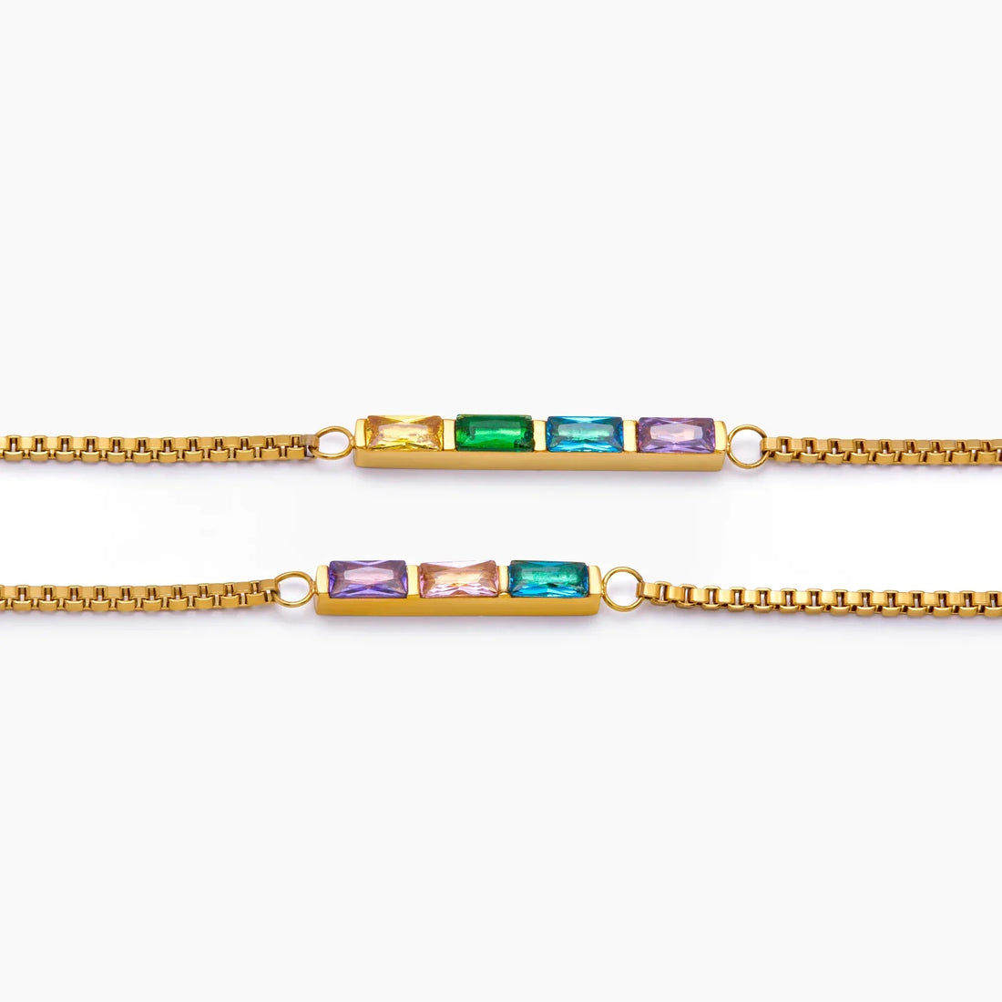 Pulseira Delicada de Pedras de Nascimento Baguette