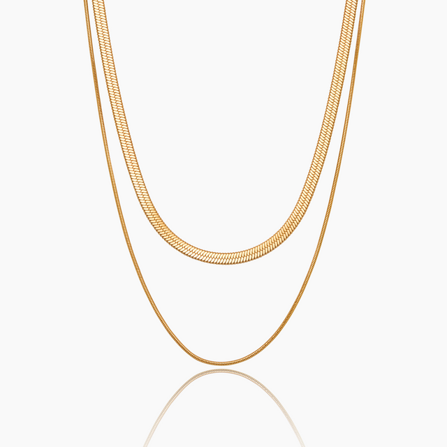 Colar Duplo em Corrente Snake Layering