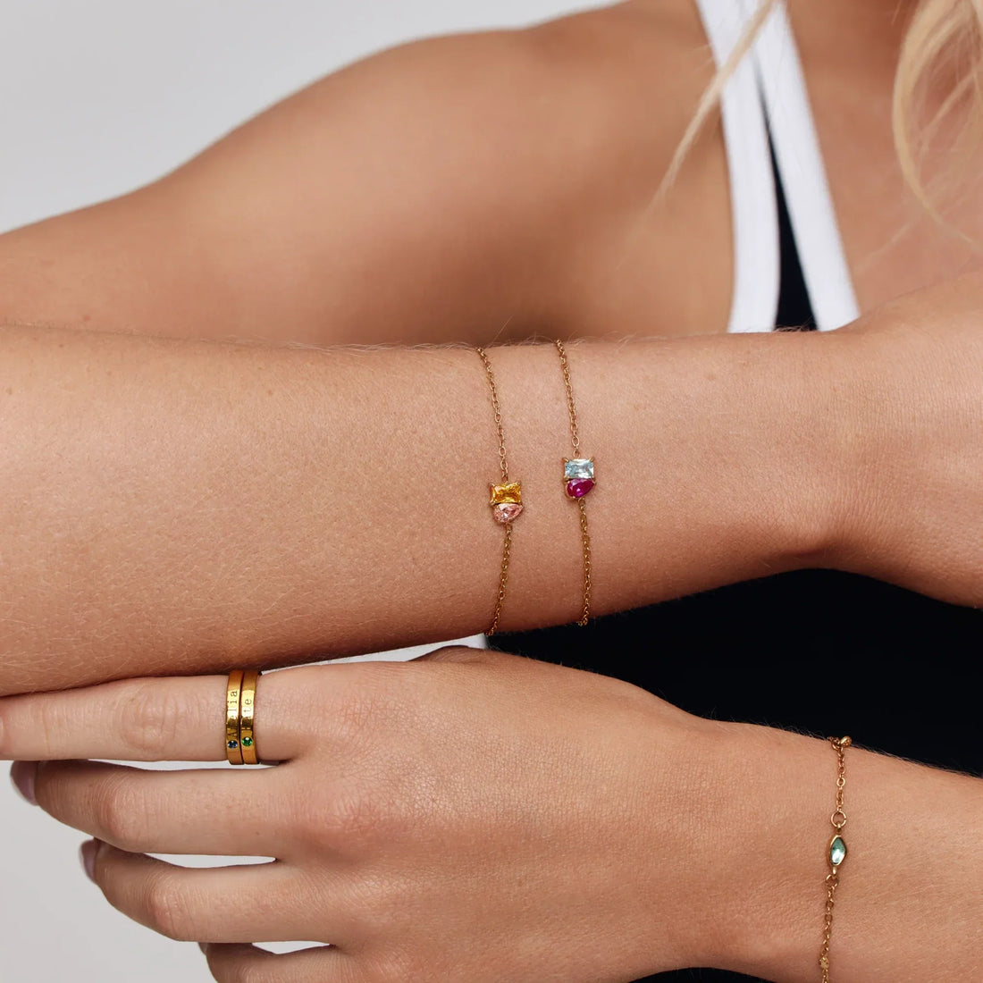 Pulseira Forever Duo com Pedras de Nascimento