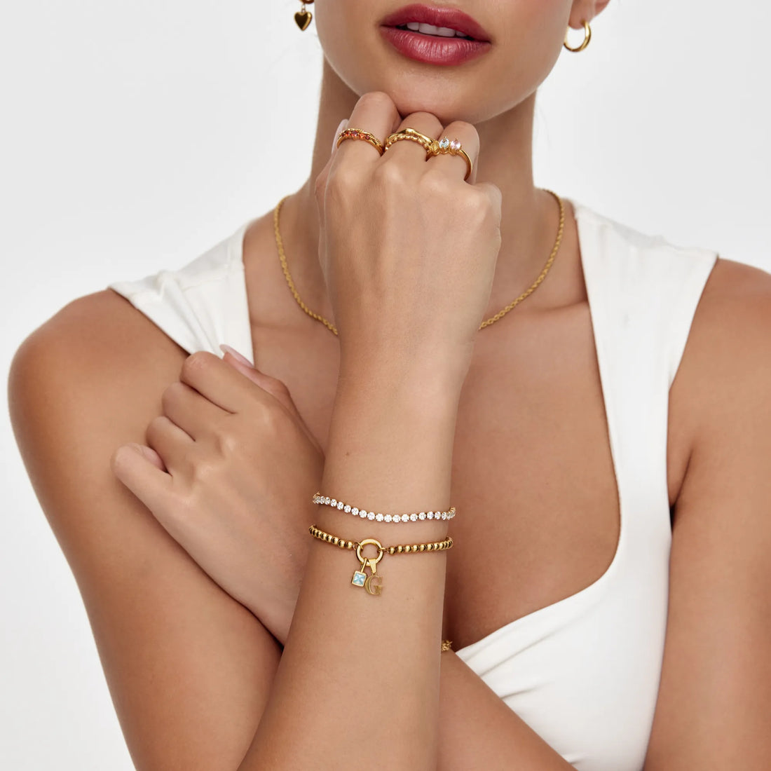 Pulseira Berloque Cruz com Pérola e Pedra de Nascimento