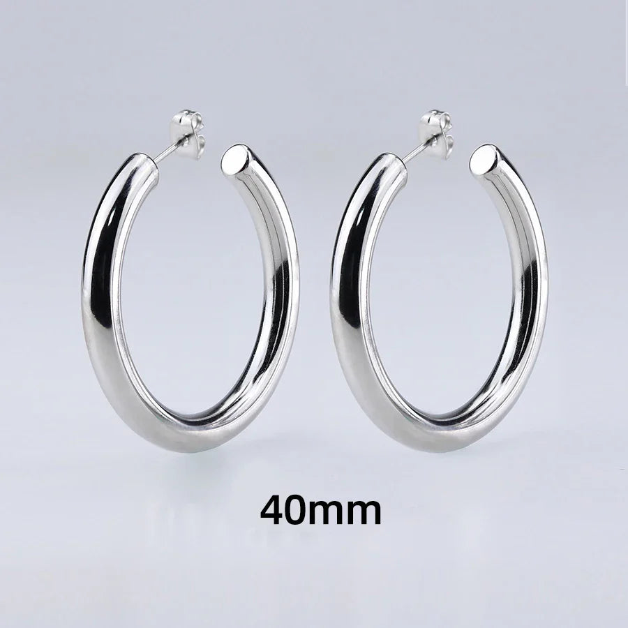 Stainless Steel Big Circle Hoop Earrings