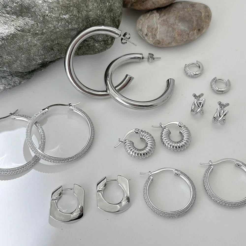 Stainless Steel Big Circle Hoop Earrings
