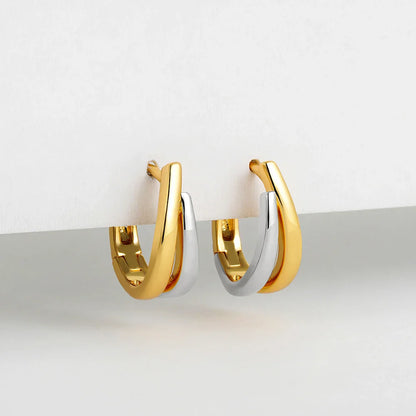 Simple Double Layer U Shape Mini Hoop Earrings