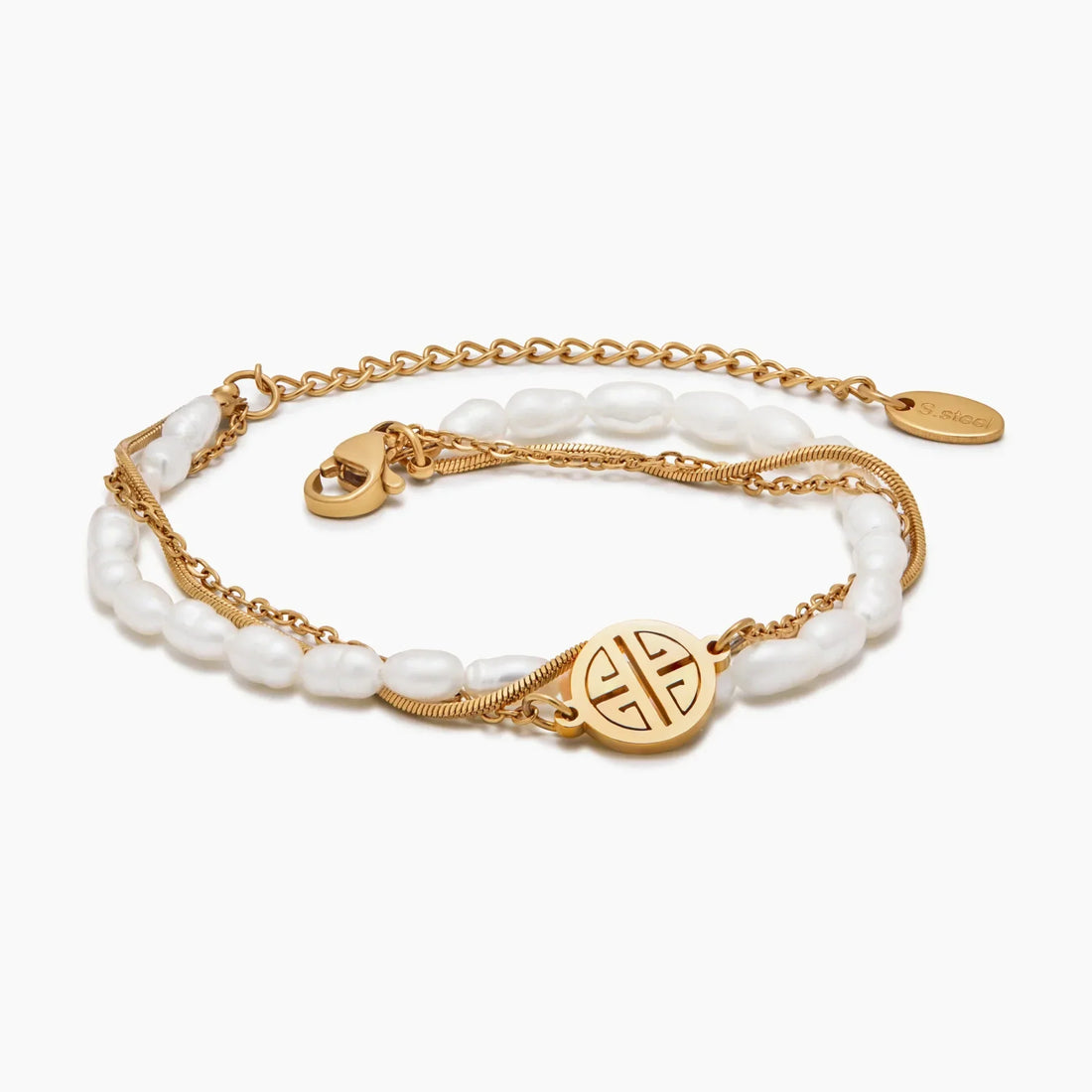 Pulseira Layered de Pérola e Dourado Sunshine