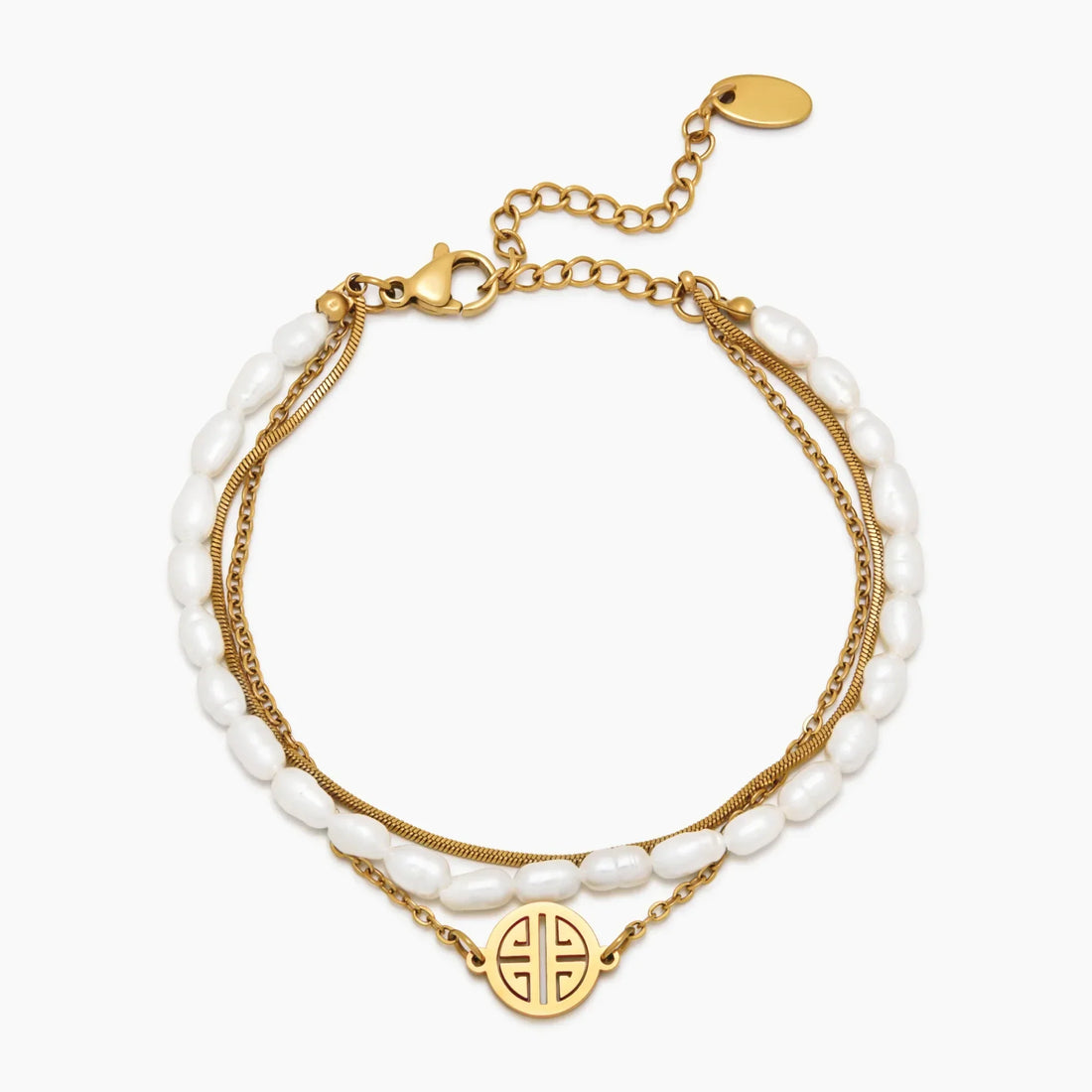Pulseira Layered de Pérola e Dourado Sunshine