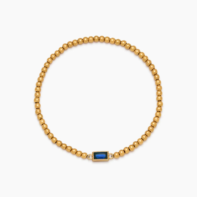 Pulseira de Contas Douradas com Pedra de Nascimento