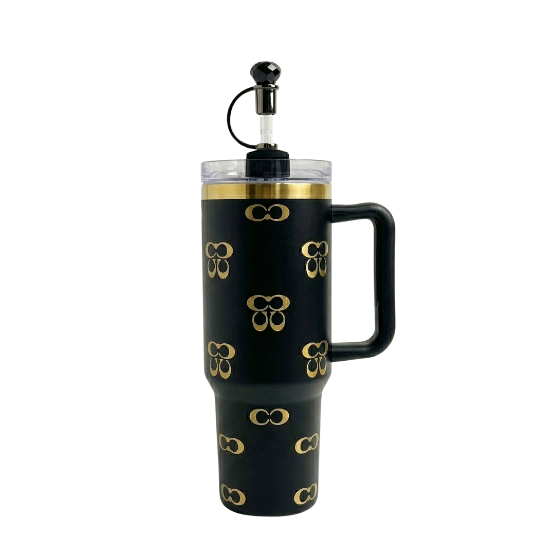 Black Thermal Cup Gold Details
