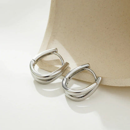 Simple Double Layer U Shape Mini Hoop Earrings