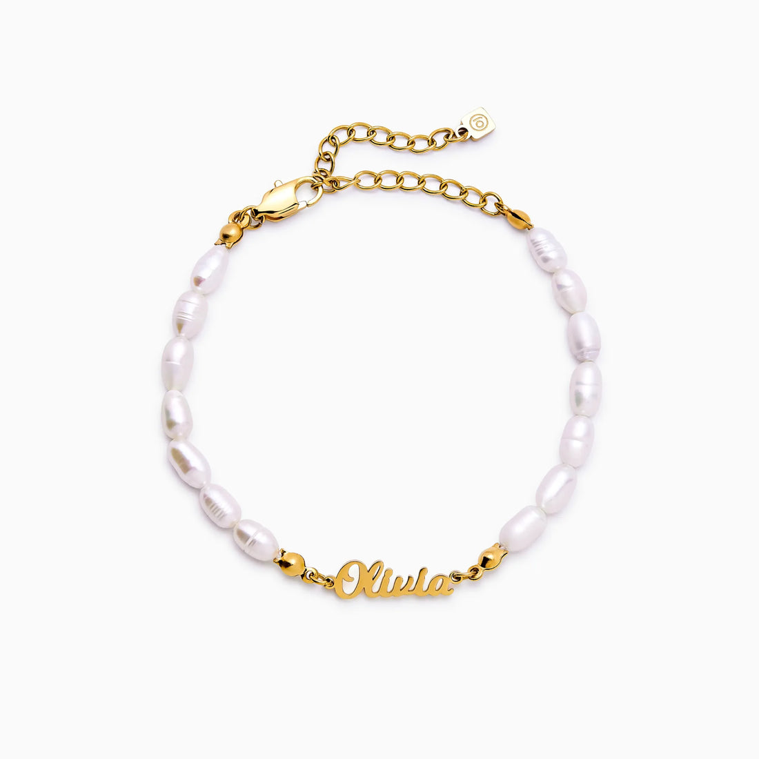Pulseira de Nome com Pérolas de Água Doce