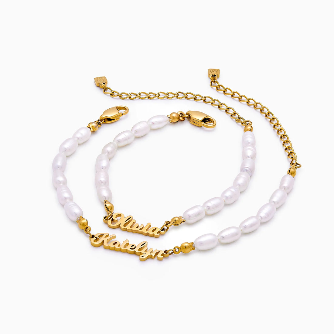 Pulseira de Nome com Pérolas de Água Doce