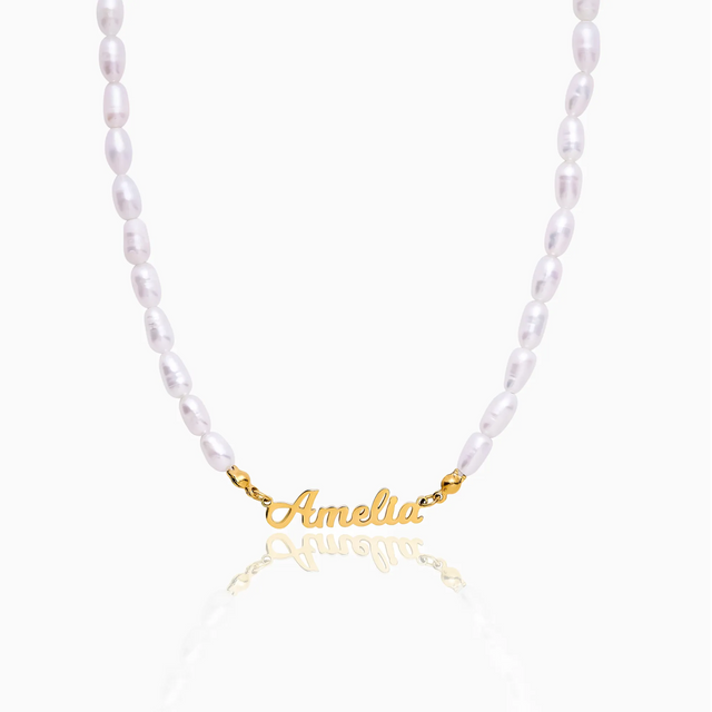 Colar de Nome com Pérolas Personalizado