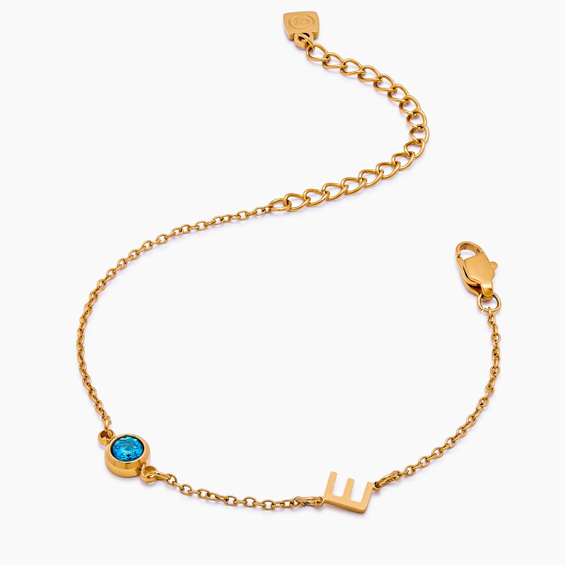Pulseira com Inicial e Pedra de Nascimento
